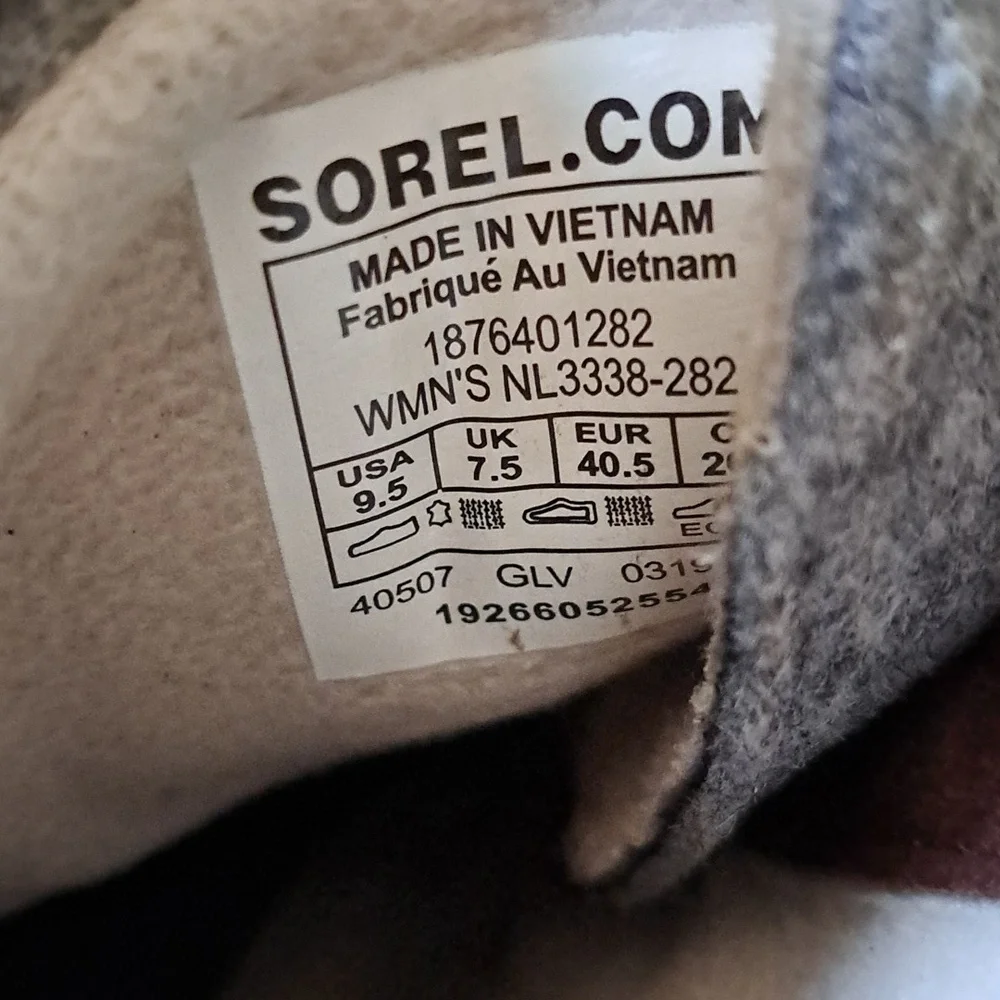 Sorel Womens Harlow Lace Cozy Brown Leather Ankle Booties Grey Felt Faux Fur 9.5
